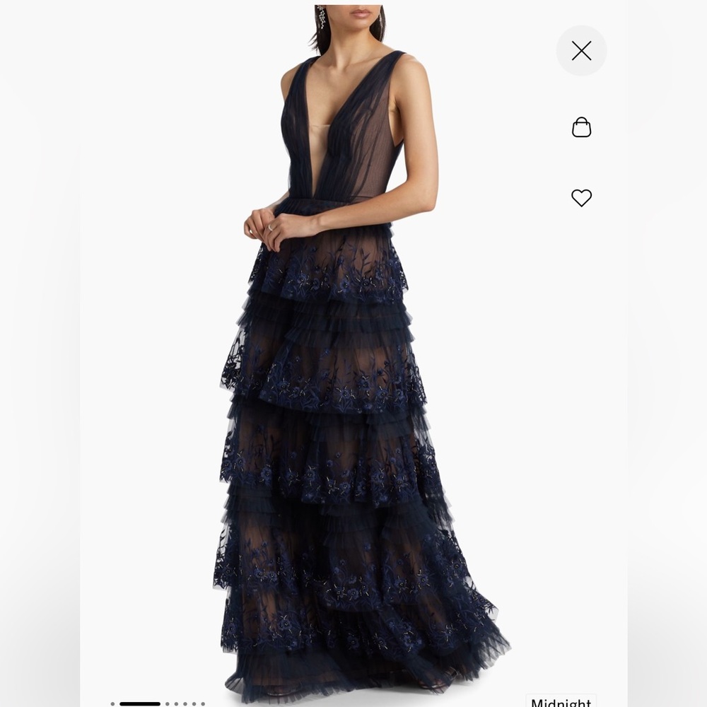 Elegant Midnight Blue Layered Maxi Dress